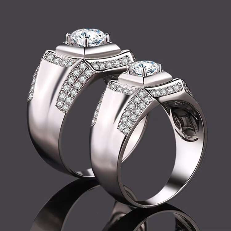 XingYao Jewelry 18K White Gold Moissanite Wedding Ring Mens Ring