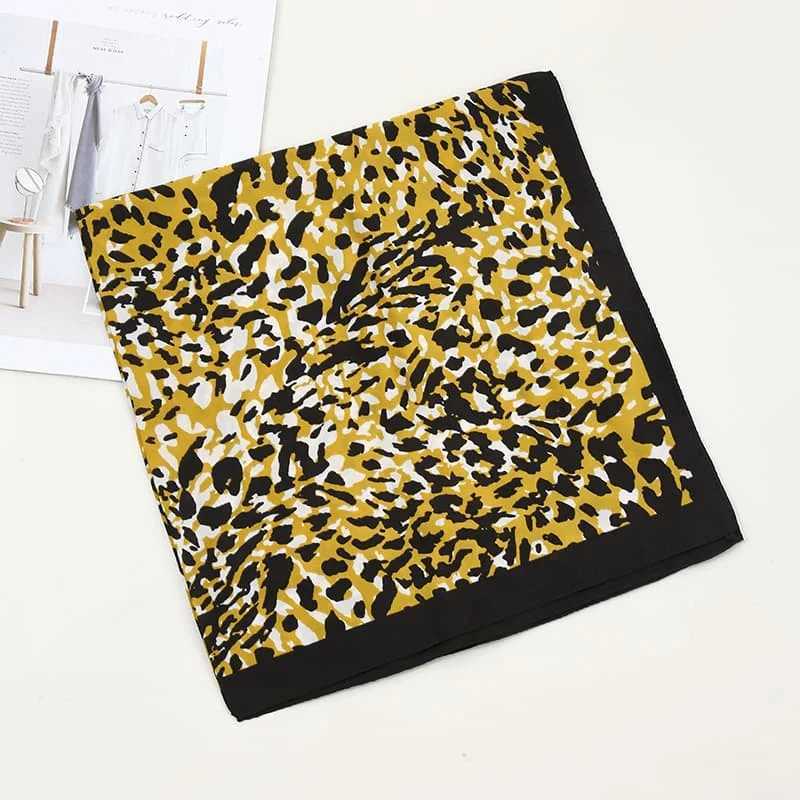 68cm Polka Dot Leopard Print Scarf for Women Spring and Summer Thin Imitation Silk Scarf Trendy Versatile Headscarf Shawl W250602