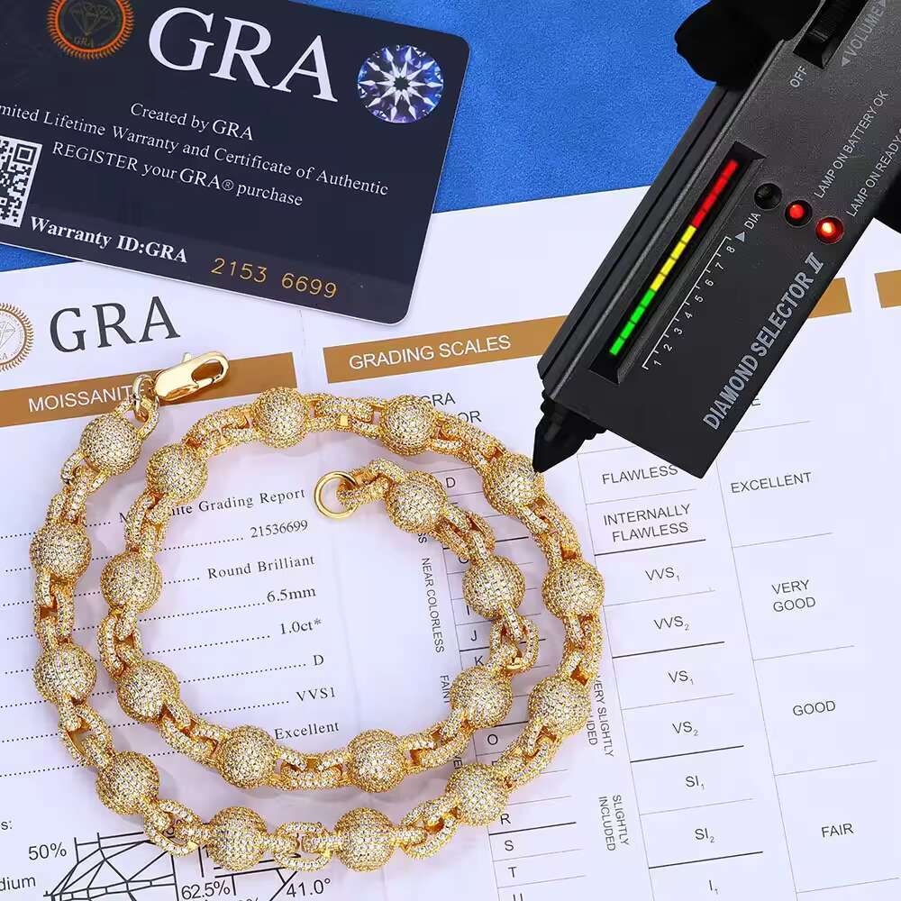 Hot Sale Custom Hip Hop Necklace Ice Out S925 Sterling Silver VVS D Color Moissanite Necklace Jewelry Men Necklace for Men