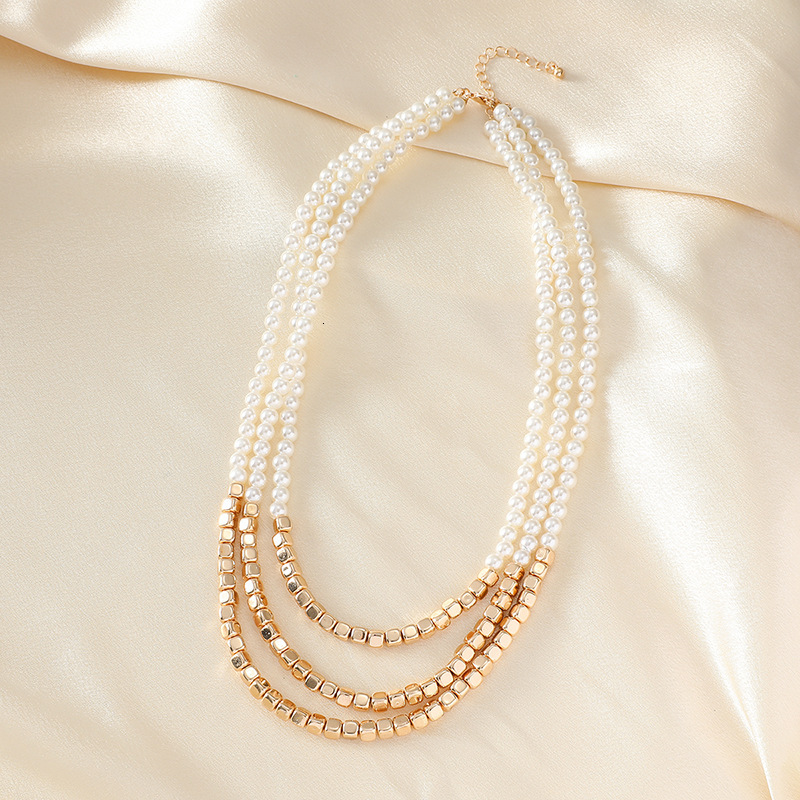 Multi layer sweater collarbone chain irregular Baroque shaped pearl necklace