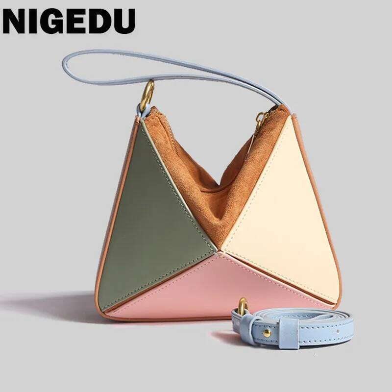 Crossbody Bag Women New Pleated Fashion Shoulder messenger PU leather Fold Triangle ladies Handbag Small Wrist bag bols