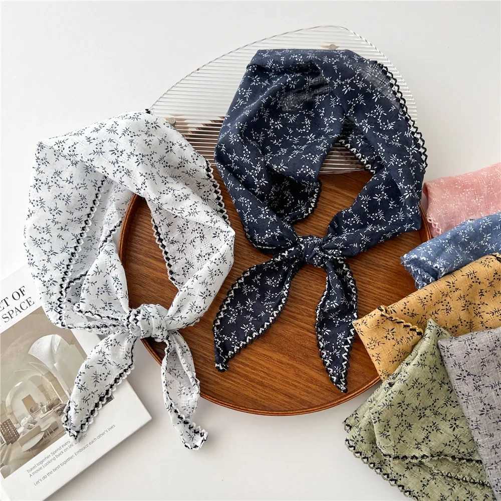 Simple Floral Scarves Triangle Headscarf Summer Outdoor Head Neck Sun Protective Scarf for Women W250602