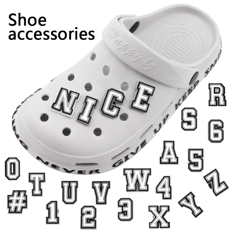 1 Pcs Letter Shoe Charms for Clog Sandals Decoration Number Alphabet Characters DIY Shoes Pins Boy Girl Men Women 250528