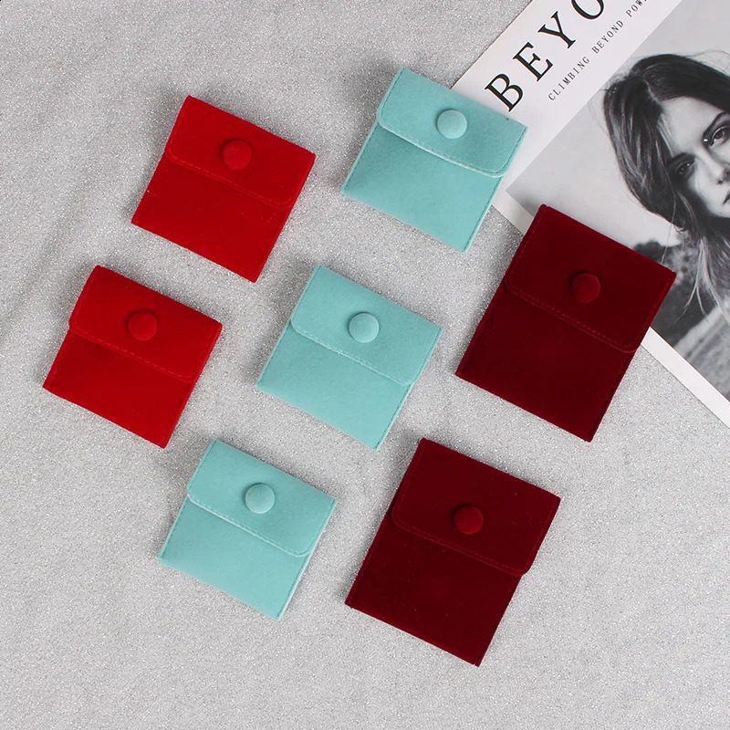 10pcs Jewellery Bags Snap Button Soft Velvet Bags Envelopes Jewellery Packaging Bags Wedding Gifts Storage Bags 250528