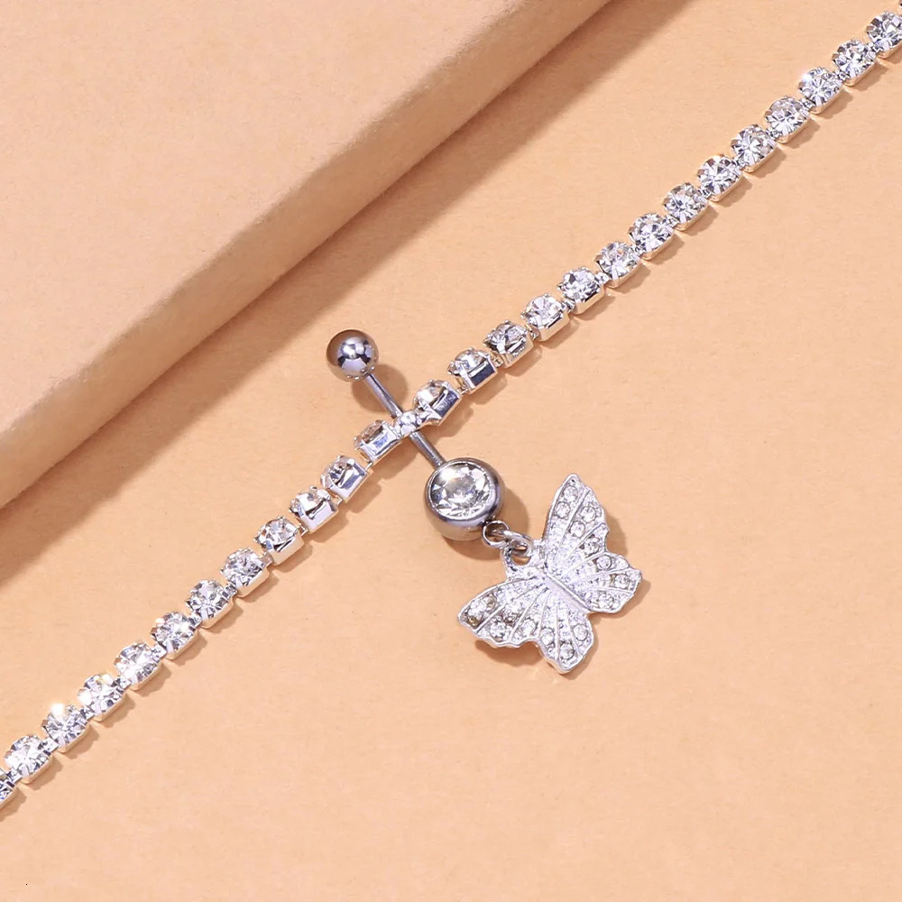 Sexy Belly Butterfly Belly Button Nail Women Charm Lounger Piercing Decorations Pendant Waist Chain Body Jewelry Wholesale Ring 250530