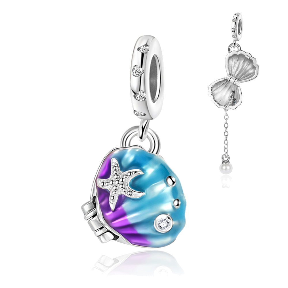 FewDook 2025 New Ocean Series Shell,Sea Turtle,Jellyfish,Glass,Crab Dangle Charms fit Original Pan Bead Bracelet Jewelry Designer for Women Accessorie