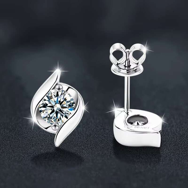 Chasau Customized Jewelry New Arrivals Luxury White Gold 5mm 0.5ct 925 Sterling Silver Round Moissanite Twist Stud Earrings