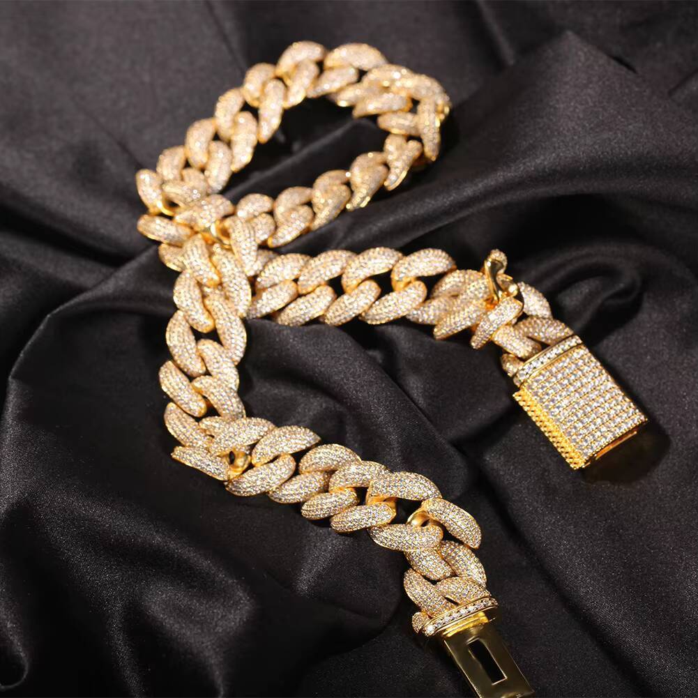 20mm necklace, high-quality pearl boy paving zircon bubbles, Miami Cuban chain rock jewelry
