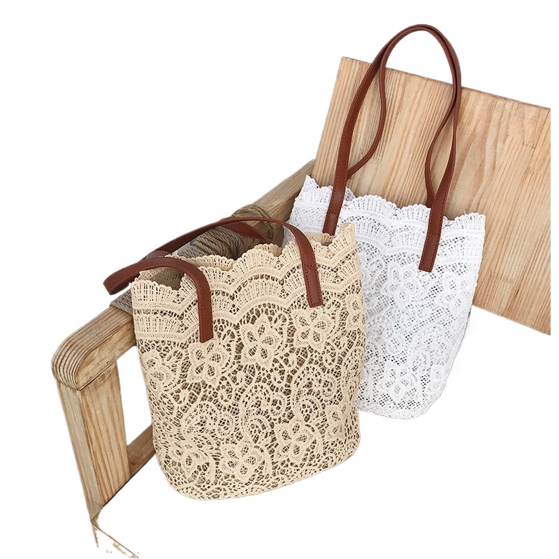designer New Summer Korean Style Lace Woven Bag for Women Large Capacity Shoulder Bag Tote Bag Beach Bag Wholesale