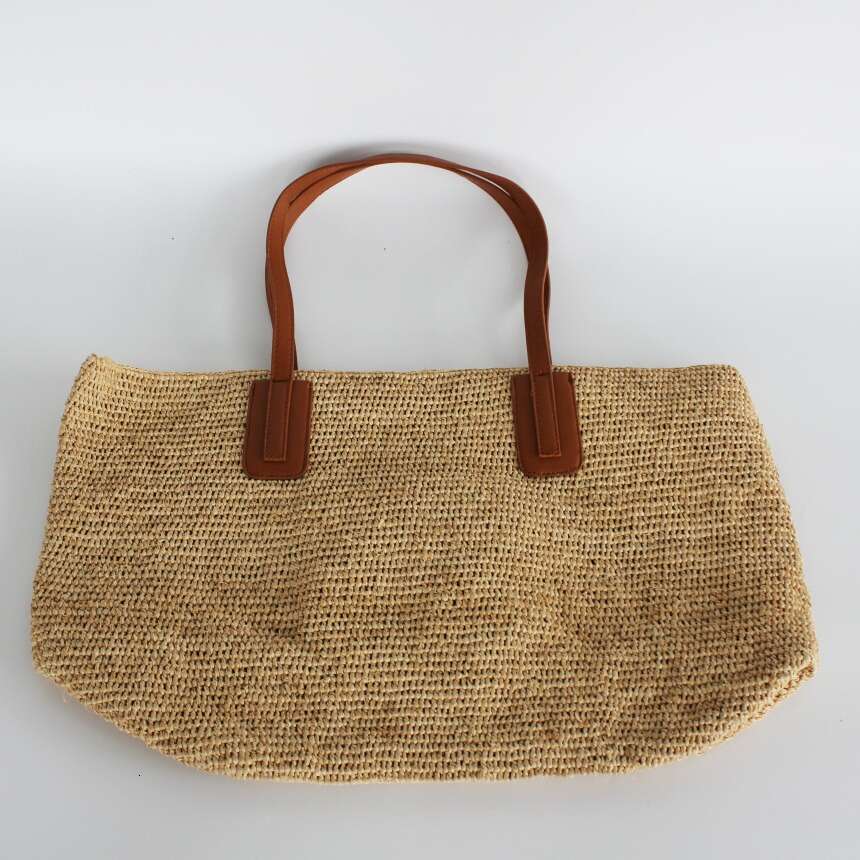 Straw Beach Tote Artistic Texture Simple Color Block Raffia Woven Fashionable Large Capacity New Trendy Shoulder Bag Crossbody Bag