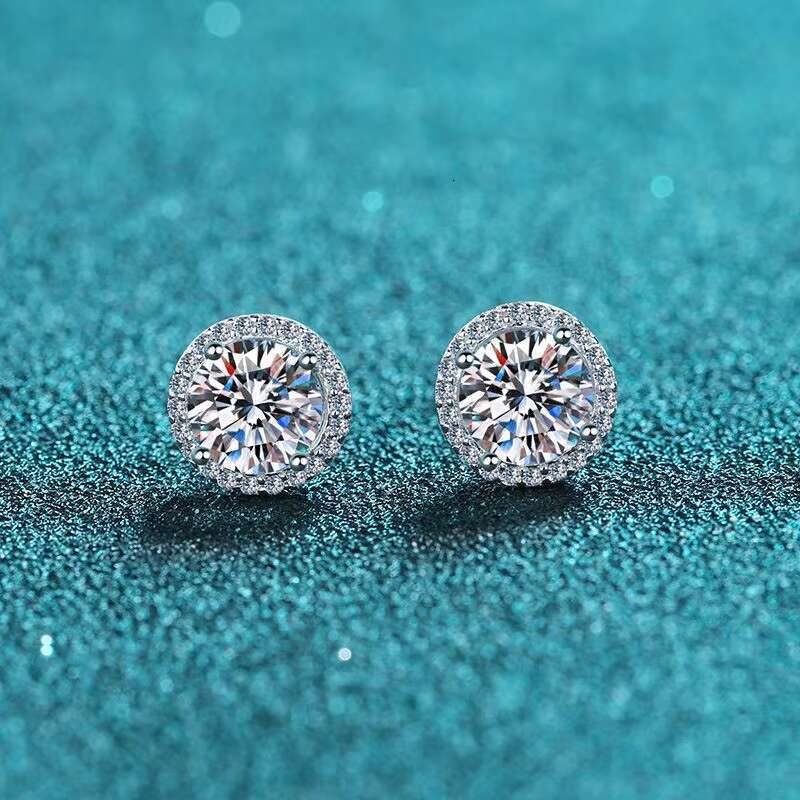Factory Wholesale Fashion 925 Sterling Silver Stud Earrings Fine Jewelry 1/2ct Moissanite Diamond Engagement Earrings