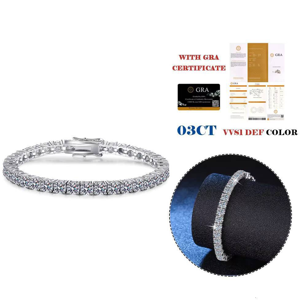 Jewelry Sterling Sier Bracelet Silicon Stone Tennis Chain