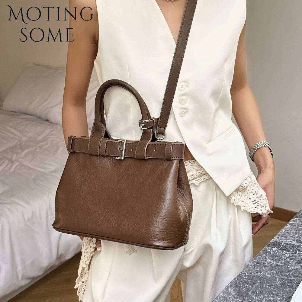 Motingsome Frist Layer Genuine Leather Shoulder Handbag For Women Crossbody Designer Bags Daily Tote Lady Satchel 2025 250514