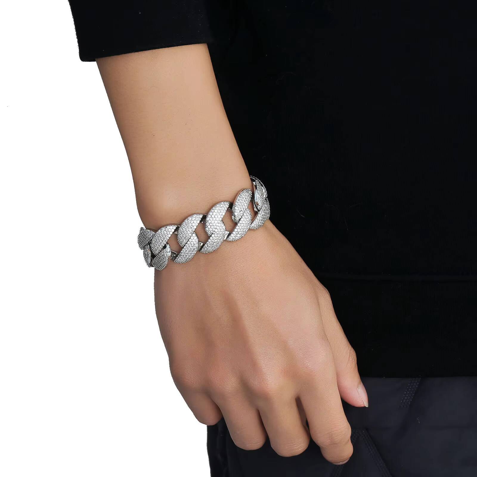 Hip-hop 22mm Wide Bubble 5 Row Drill Cuban Necklace Fashion Jewelry Punk Women Man Rapper Chain