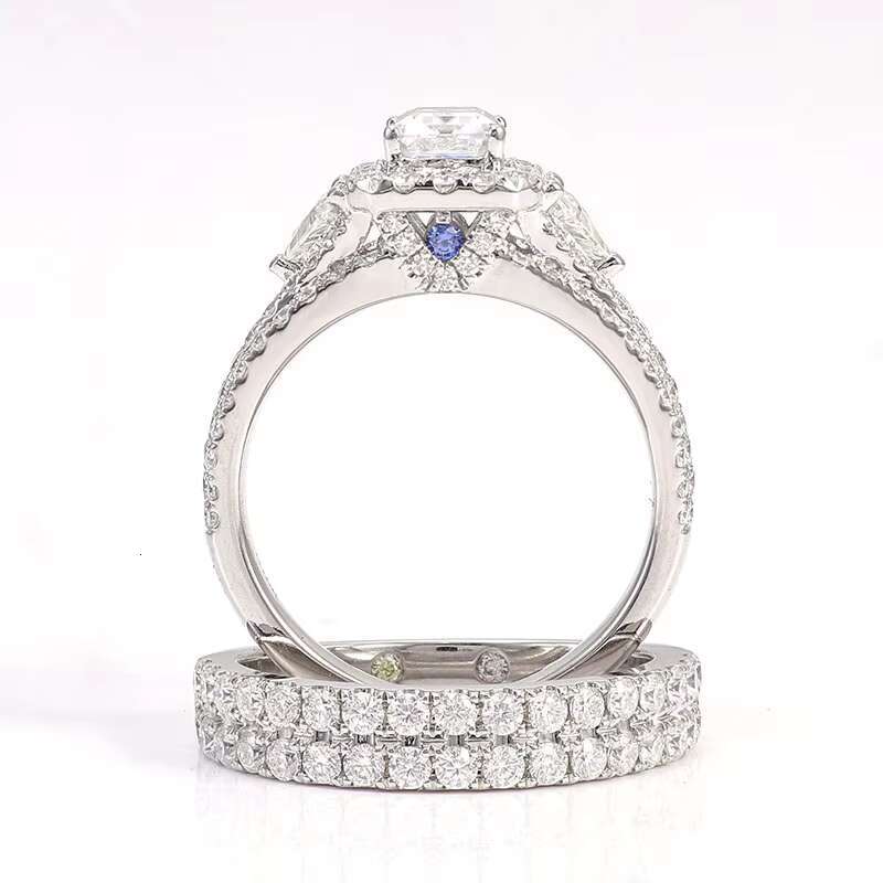 Moissanite Wedding Ring Set Diamond Women Luxury for Bridal Engagement Ring 925 Sterling Silver Gold Plated Womens Ring