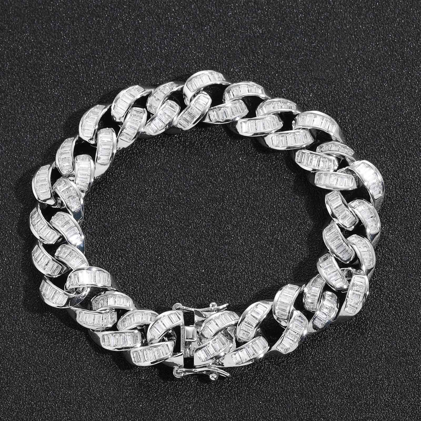 Hip Hop Mens Bracelet 13mm Wide T Cubic Moissaniteia Cuban Chain Personality Micro Paved Moissanite Hip Hop Accessories moissanite