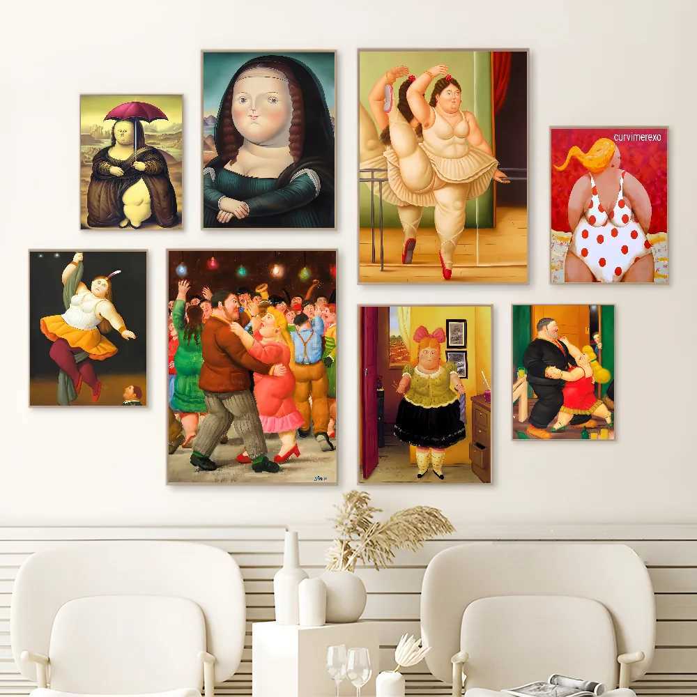 Famous Fernando Botero Dacing Anime Posters Sticky HD Quty Wall Art Retro Posters for Home Kawaii Room Decor Y250602