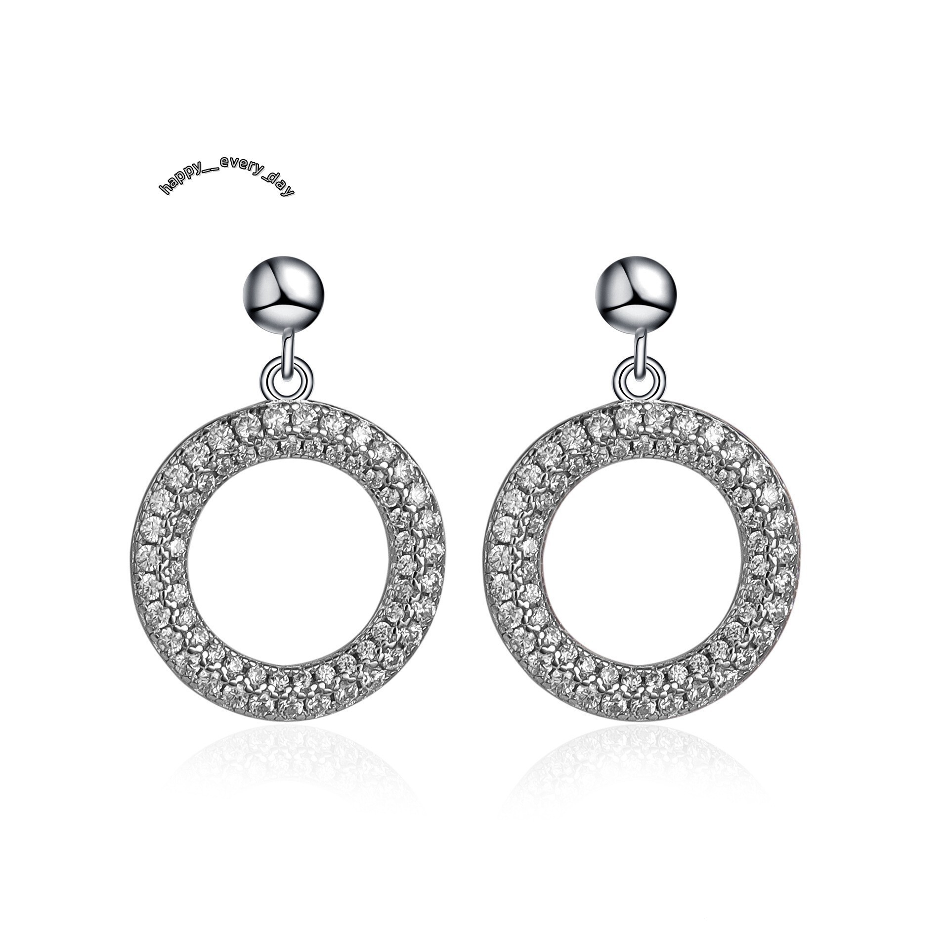 S925 Sterling Silver Fine Hoop Earrings with Shiny Moissanite Geometric Pendant Trendy Fashion Jewelry