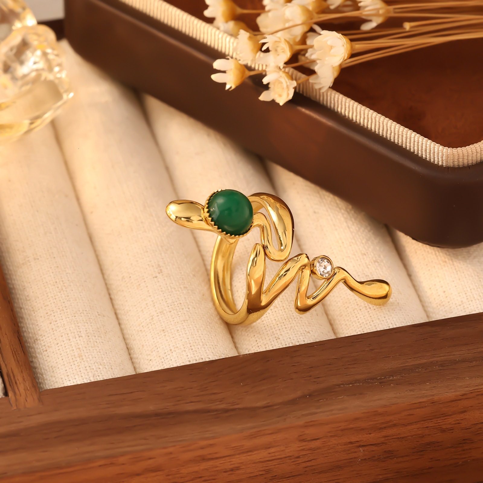 Snake Twisted Design Sense Multi-layer Polished Personality Bold Hip-hop Stainless Steel Ring Jewelry