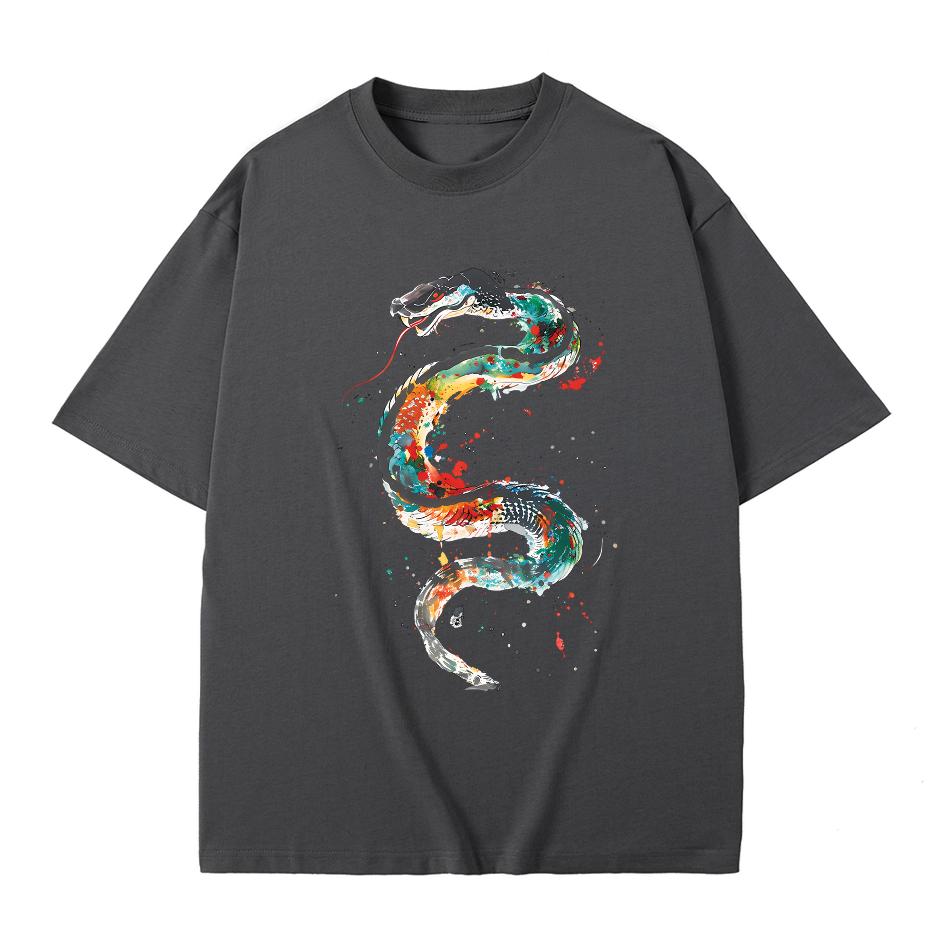 T-shirt men's top designer cotton T-shirt the Painted snake short sleeved clothing high-quality fashionable T-shirt