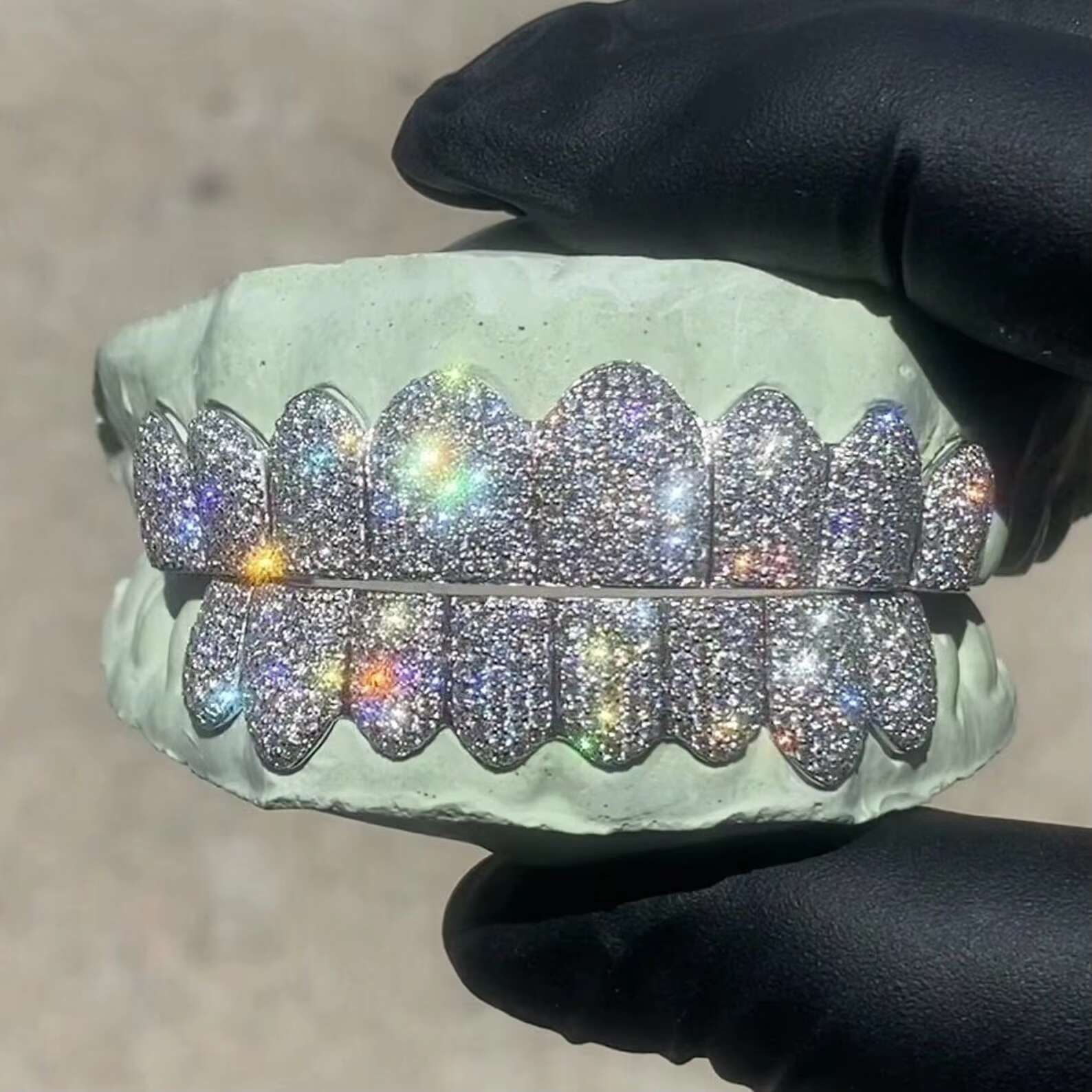 Luxury VVS Moissanite Diamond Grillz Starling Silver 18k Yellow White and Rose Gold 10 Top and Bottom Grillz for Sale