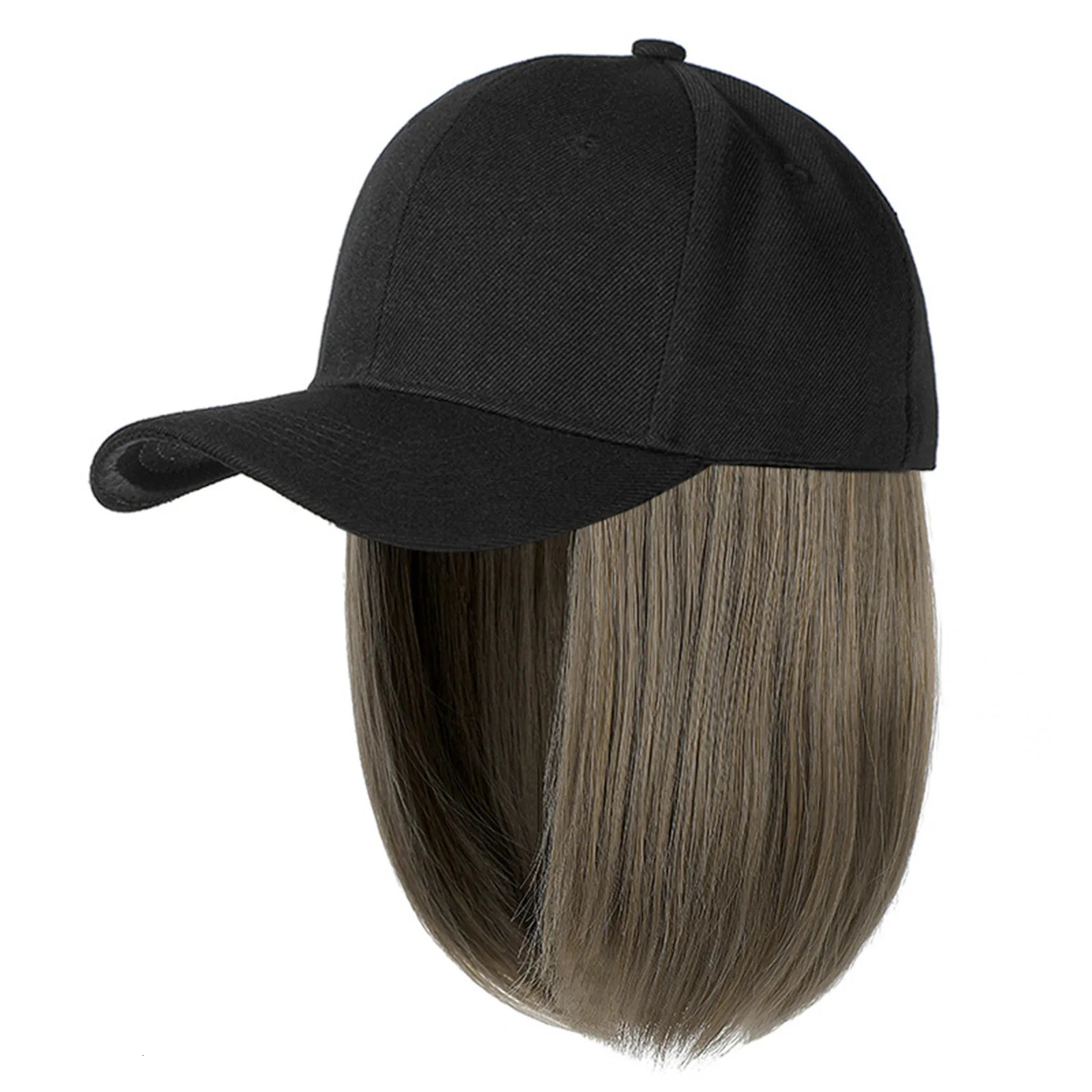 Synthetic Peaked Cap Wig For Women Baseball Cap Short Straight Hair Wig Duck Tongue Cap Bobblehead Curly Hair Fashion Hat Hair 250530