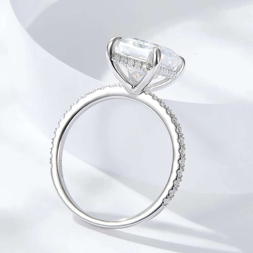 D Color Full Moissanite Engagement Rings for Women Emerald/Radiant/Round Cut Diamond 925 Sterling Silver Wedding Band with GRA