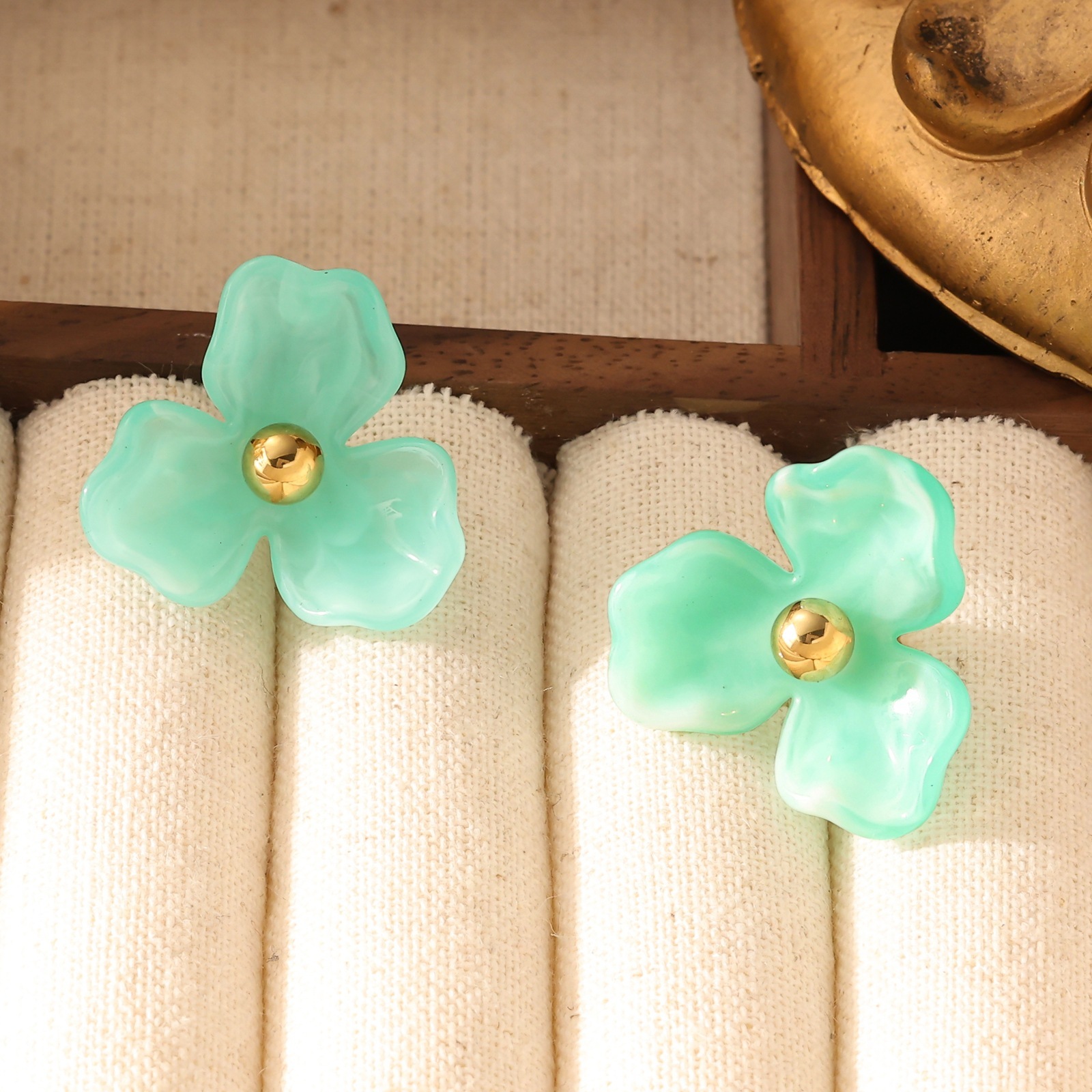 Korean Spring Summer Resin Flower Dongdaemun Style Transparent Texture Earrings Accessories for Women