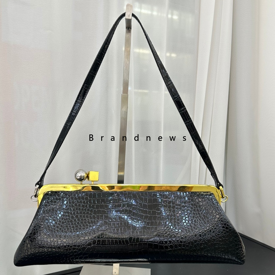 Genuine Leather Clasp Evening Bags With Adjustable Removeable Straps Crocodile Design Shoulder Underarm Bag Party Clutches Designer 2025 New 3207