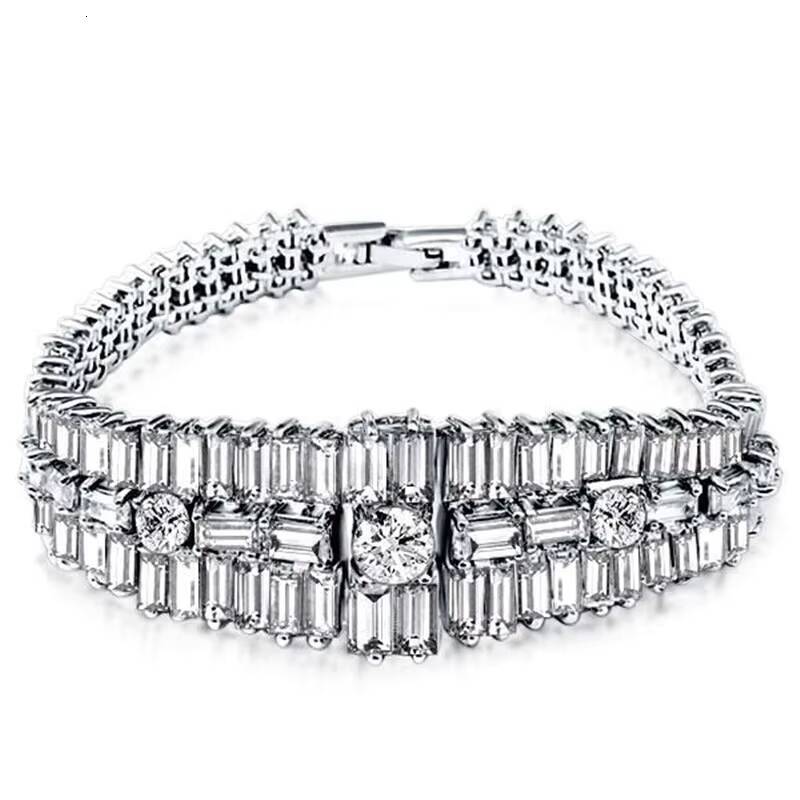 Sterling Sier Moissanite Tennis Chain Bracelet Hip-Hop Style and Large Bangle
