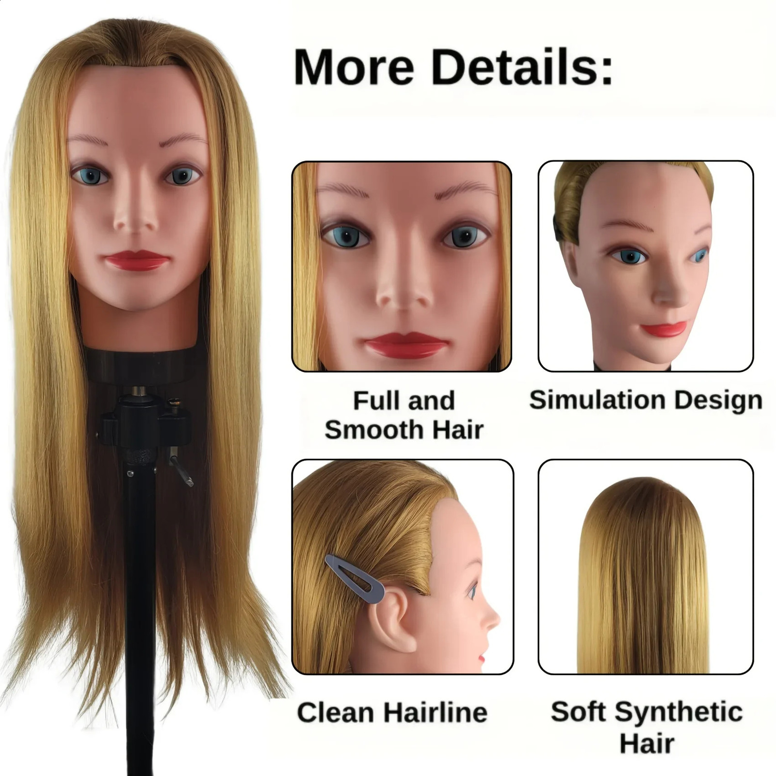 Unisex-Adult Mannequin Head with Stand for Hair Styling Mannequin Head with Hair for Cutting and Cosmetology Training 250529