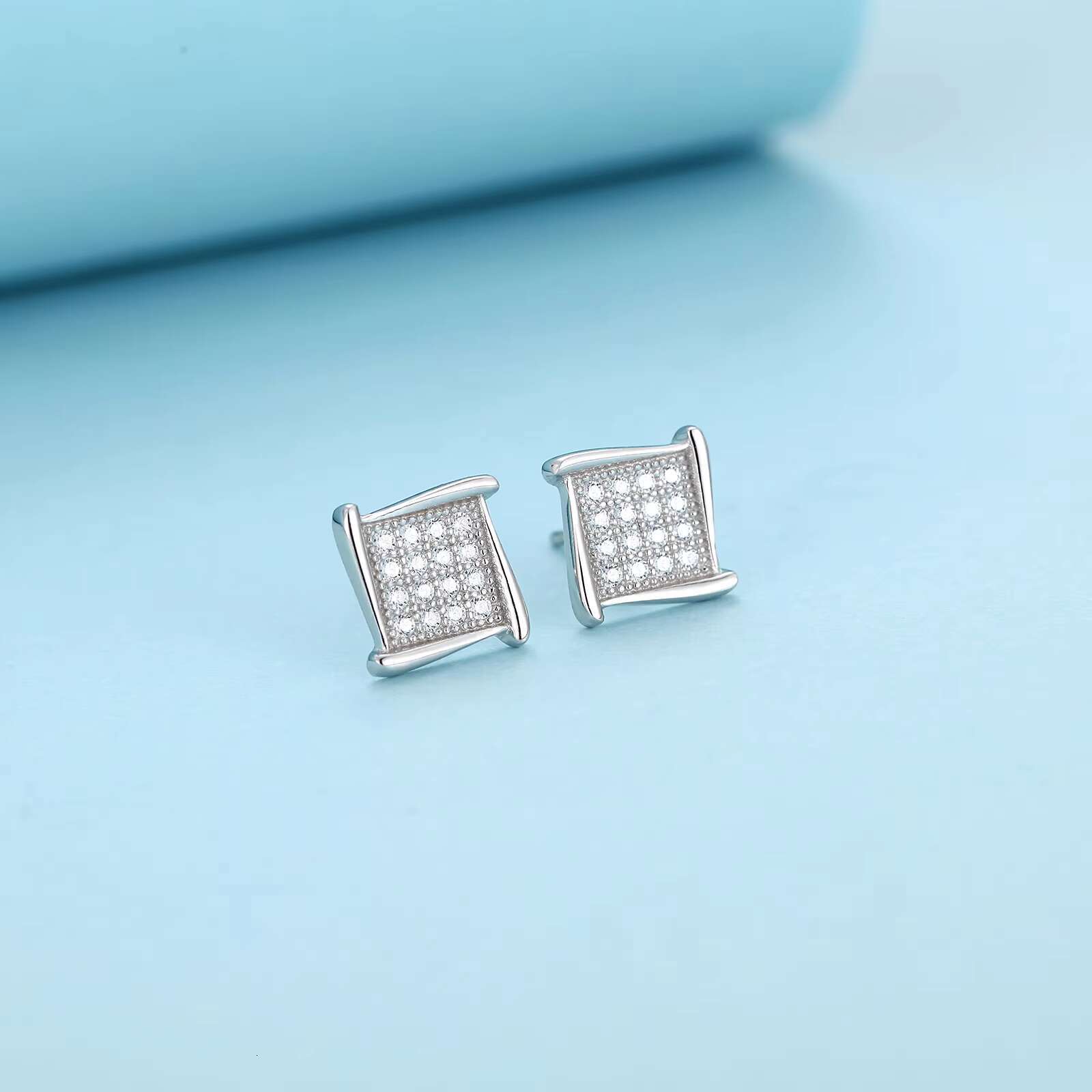 Luxury Hip Hop Square GRA Moissanite VVS 18K Gold Plated 925 Sterling Silver Men and Women Earrings Jewelry Wholesale