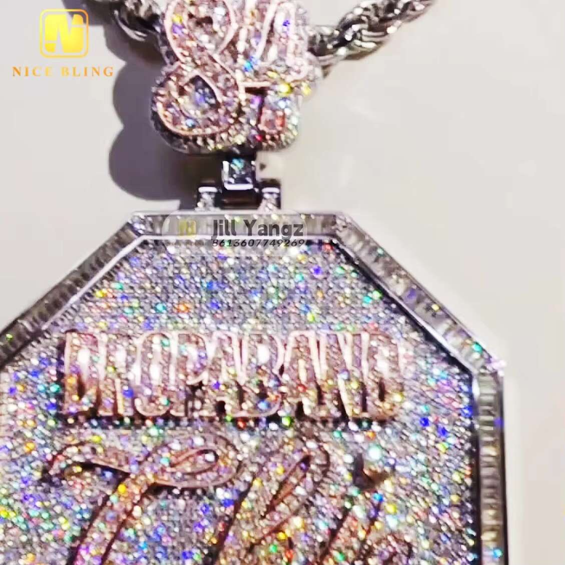 Custom Moissanite Pendant Iced Out Jewelry Gold Plated VVS Moissanite Diamonds Cuban Chain 3D Custom Name Hip Hop Letter Pendant