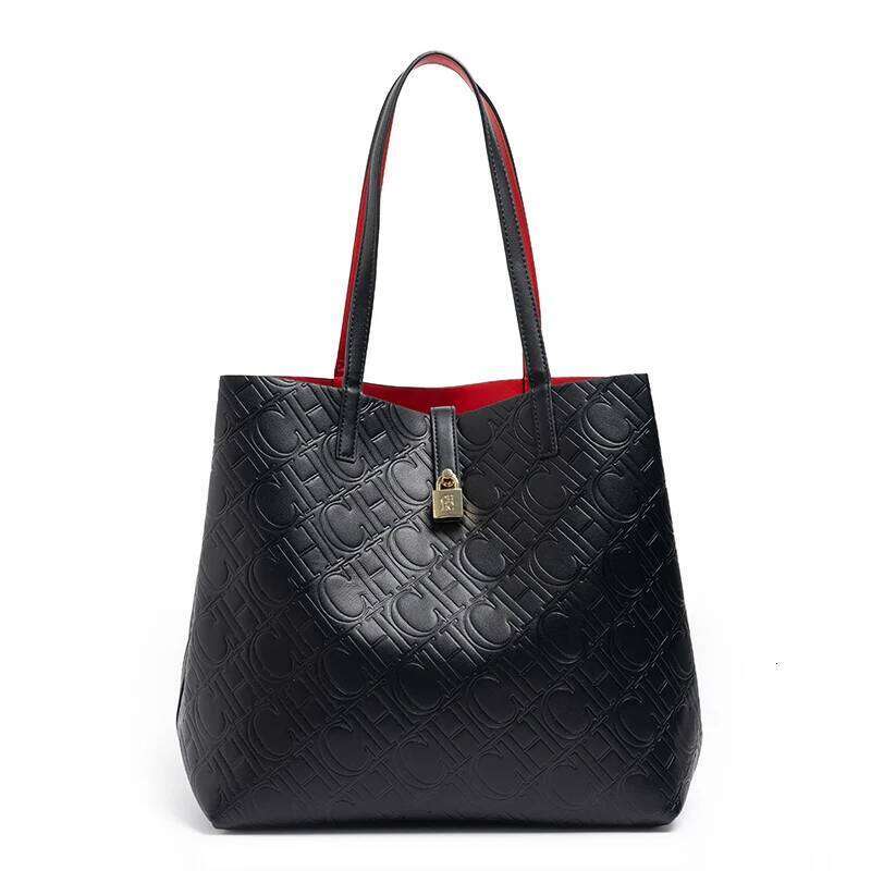 CH Premium Feeling Pure Colour Letter Emed Design Handbag Shoulder Bag Classic Fashion Ladies Crossbody Large Capacit