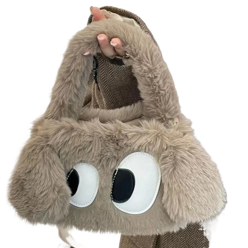 designer Autumn Winter Furry Bag for Women 2025 New Big Eye Puppy Handbag Cute Girl Plush Crossbody Bag Women's Bag