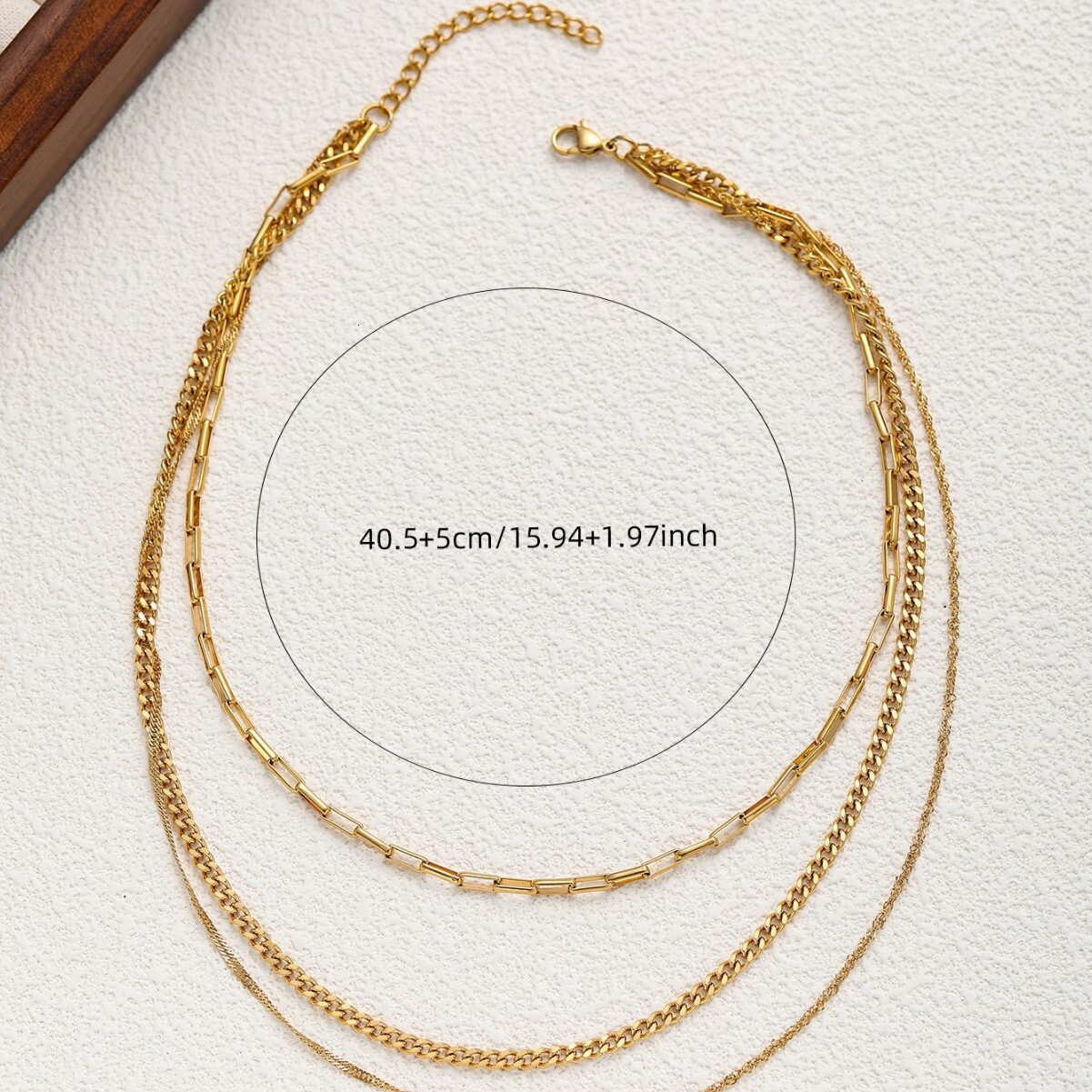 Style Gold-Plated Paperclip Stainless Chain Titanium Steel Ring Necklace Jewelry