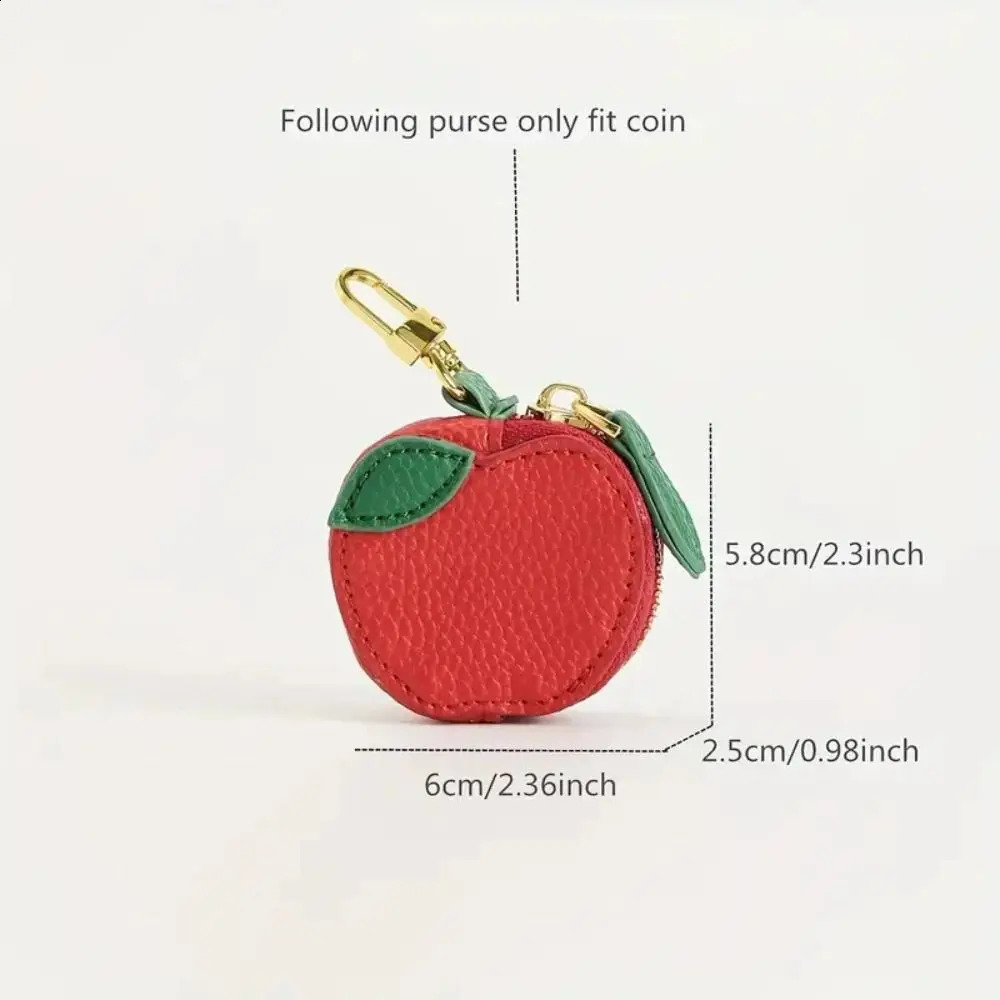 Creative Cherry Fruit Shape Coin Purse Strawberry Zipper Fruit Keychain Coin Bag Wallet PU Leather Pendant Female 250530