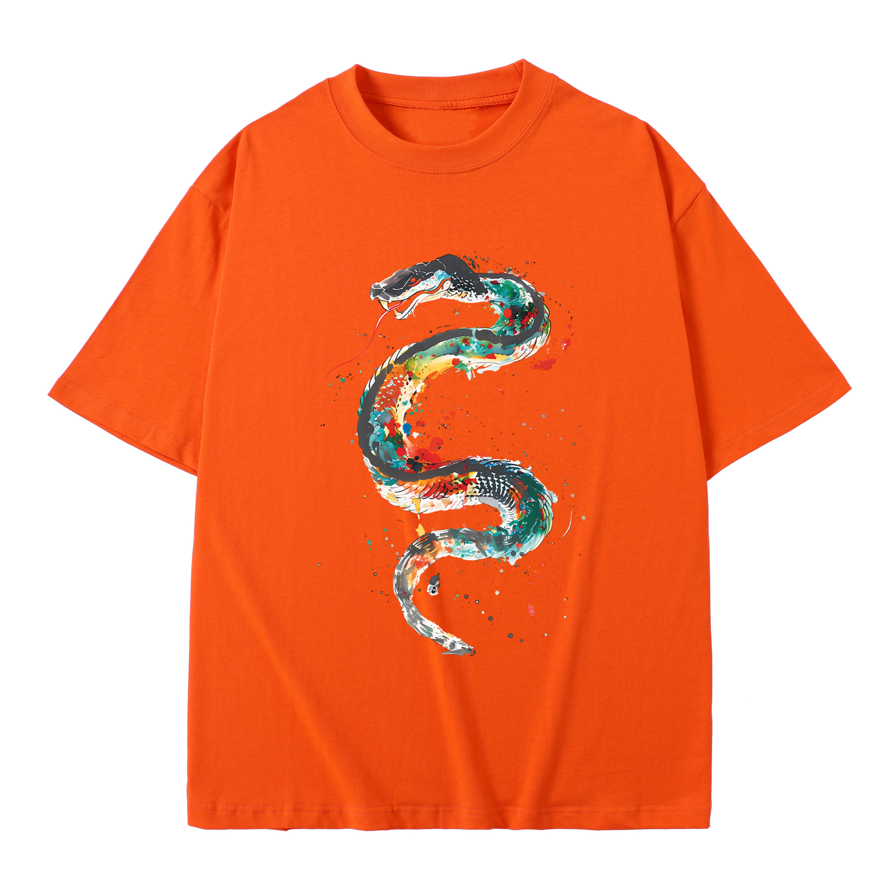 T-shirt men's top designer cotton T-shirt the Painted snake short sleeved clothing high-quality fashionable T-shirt