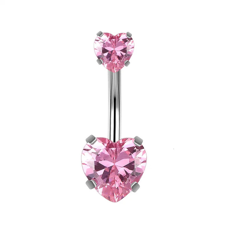 14G CZ Zircon Heart Steel Navel Piercing Ring 12mm Curved Barbell Belly Button Bar Women Accessories pircing ombligos 250530