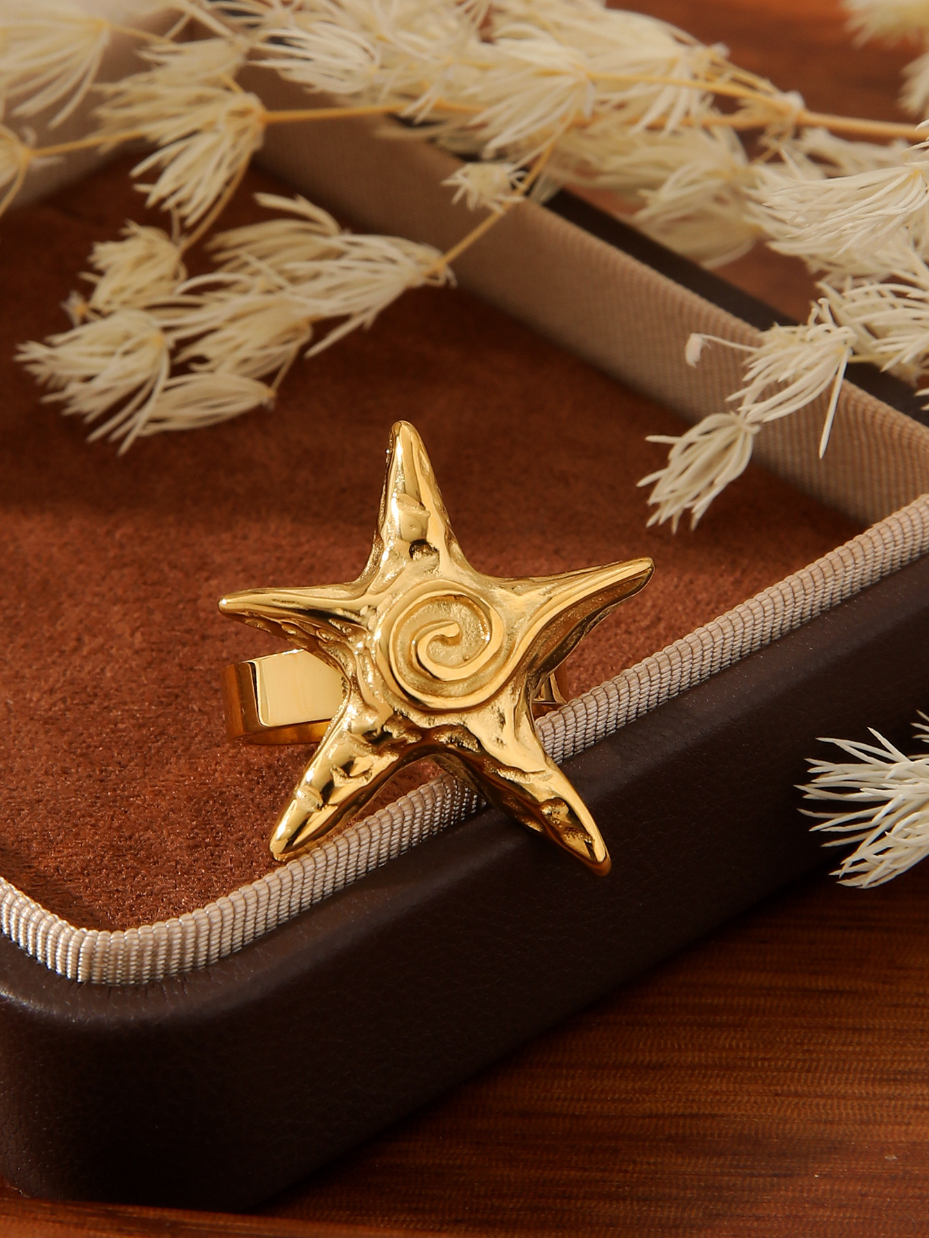 Titanium Steel Pentagram Starfish Swirl Threaded Hoop Earrings Fashion Jewelry Set