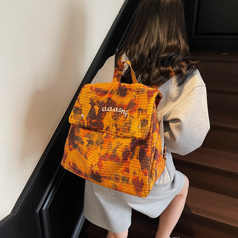 designer 2025 New Trendy Water-Dyed Fabric Camouflage Large Capacity Backpack for Women Lightweight Outdoor Letter Travel Backpack