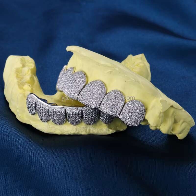 Custom TOP 6 and BOTTOM6 S925 Silver 10K 14K Solid Gold Grillz Iced Out VVS Moissanite Lab Grown Diamond Grillz for Men Women