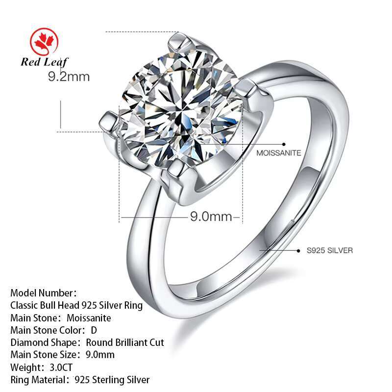 Redleaf Direct Sale White Gold Plated S925 Silver Eternity Wedding Ring Fine Jewelry Ladies Moissanite Diamond Ring