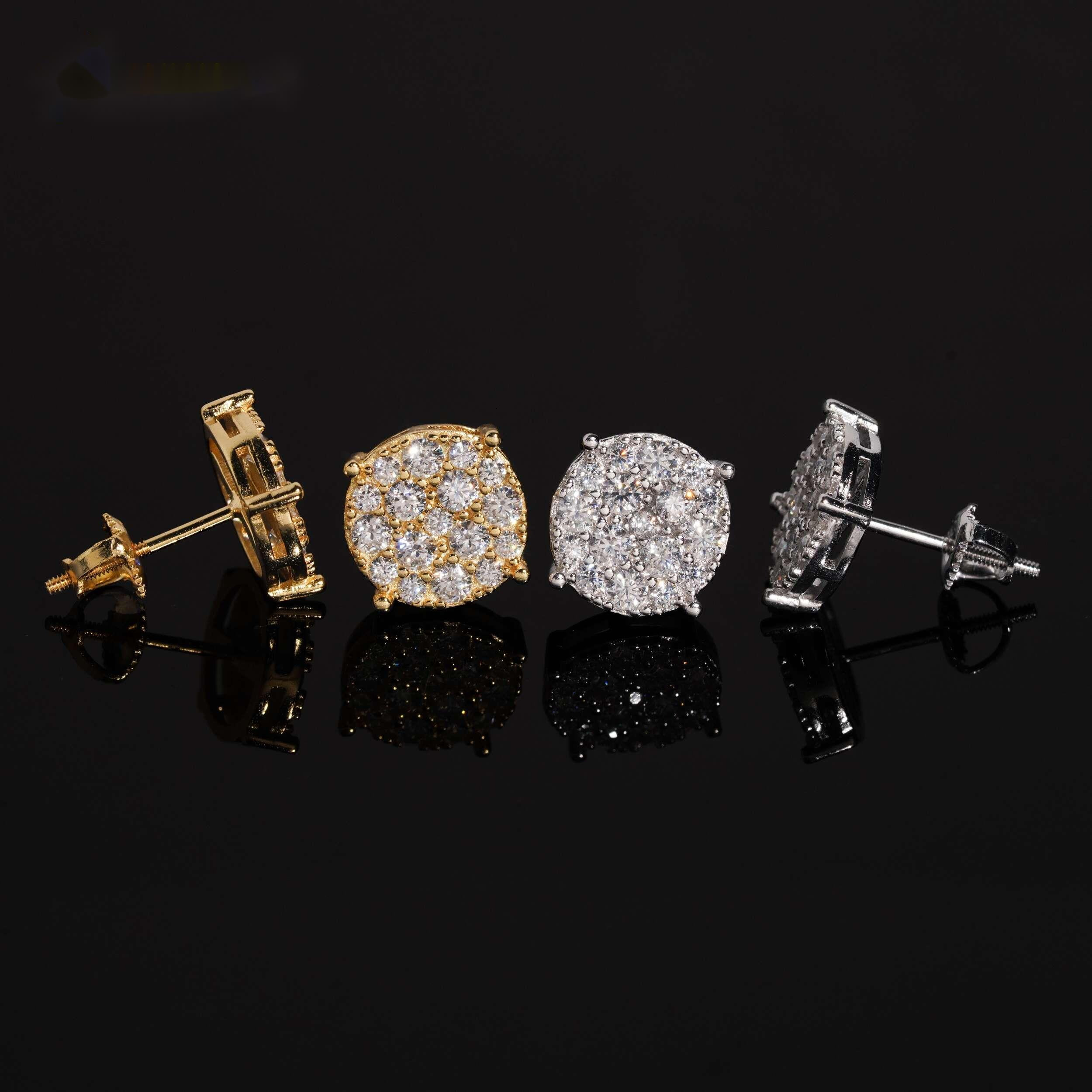 Fine Jewelry Pass Tester Stocks 925 Sterling Silver Iced Out Hip Hop Jewelry VVS Sparkling Moissanite Stud Earring Men Earrings