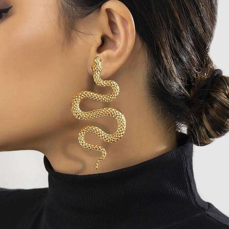 Avant-Garde Sexy And Exaggerated Halloween Snake Shaped Earrings For Women Fashion Gothic Personalized Trend Girl Rock Jewelry