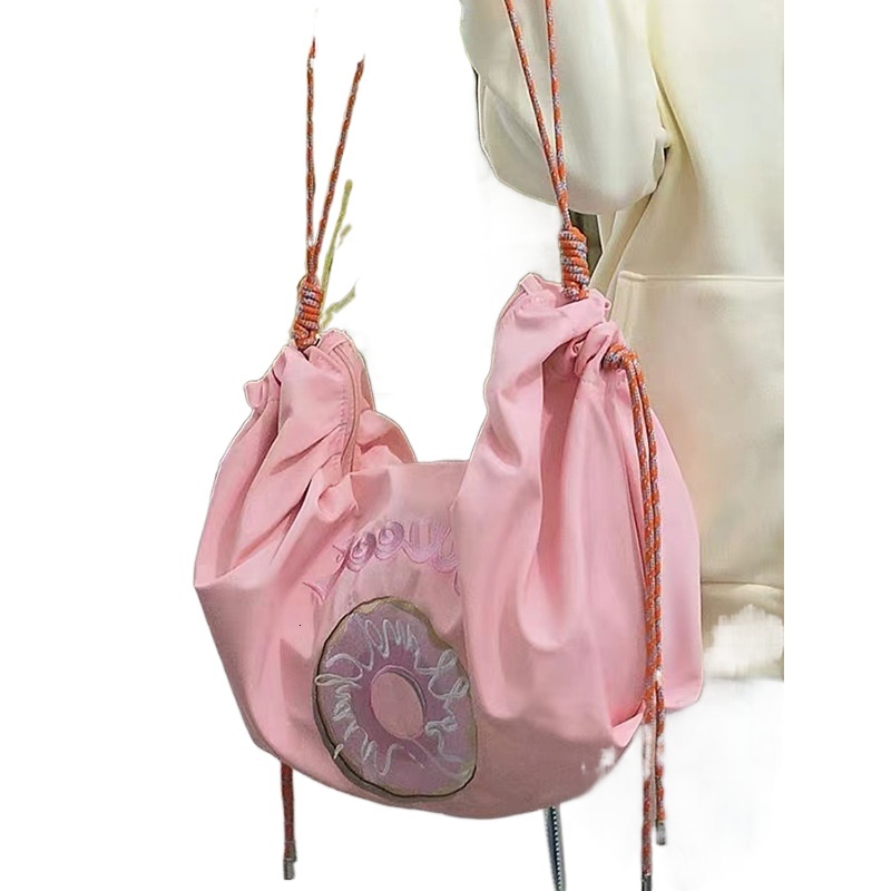 designer 2025 New Large Capacity Crossbody Bag for Female Students Pink Embroidered Donut Dumpling Bag Waterproof Shoulder Bag for Women