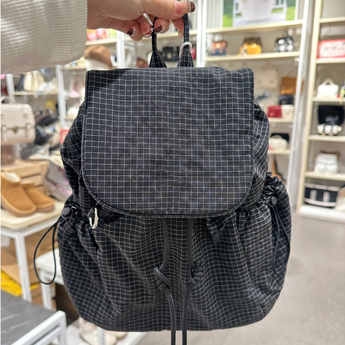 designer Japanese Style Casual Artistic Canvas Backpack INS Fashion Drawstring Wrinkled School Bag Internet Celebrity Nylon Large Capacity Backpack