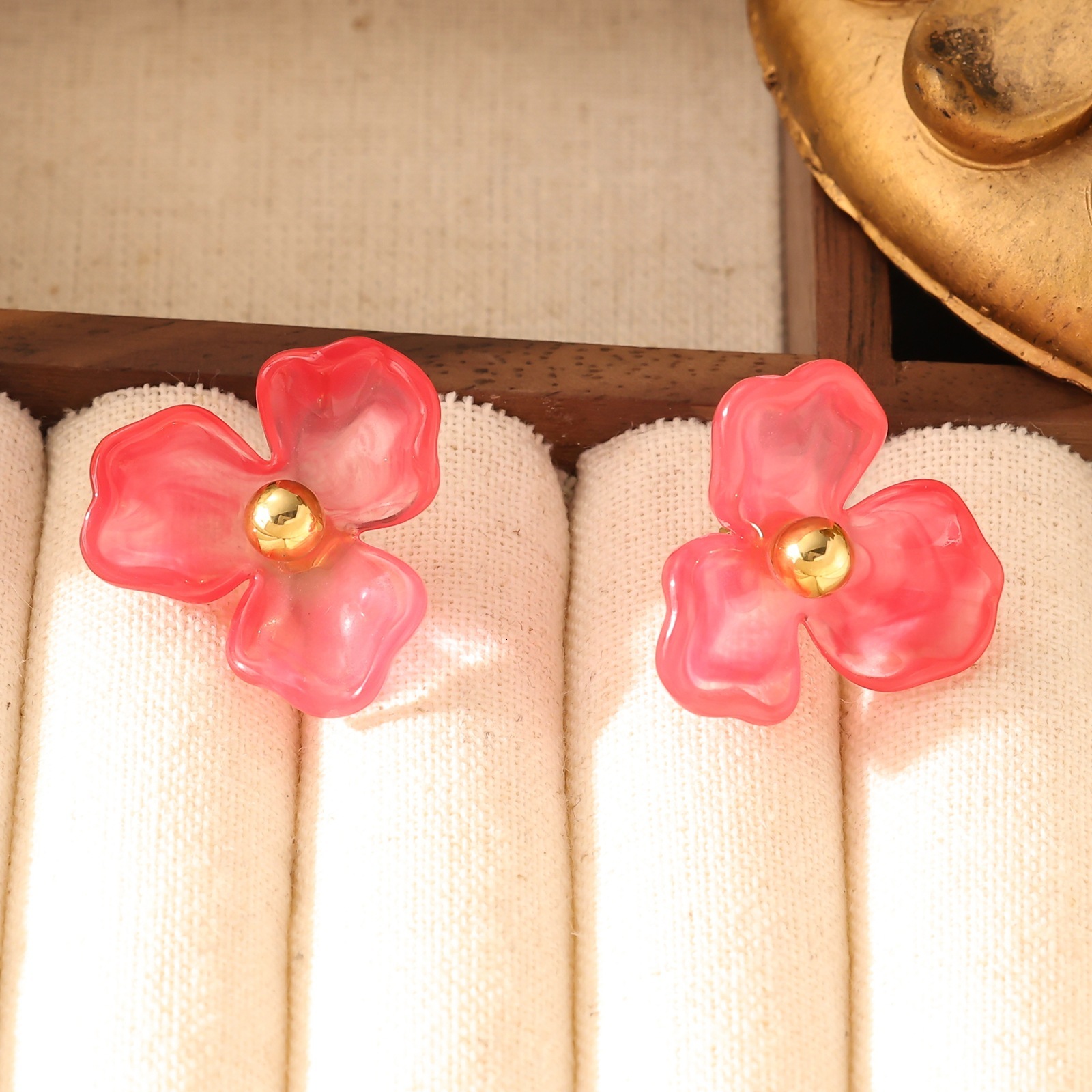 Korean Spring Summer Resin Flower Dongdaemun Style Transparent Texture Earrings Accessories for Women