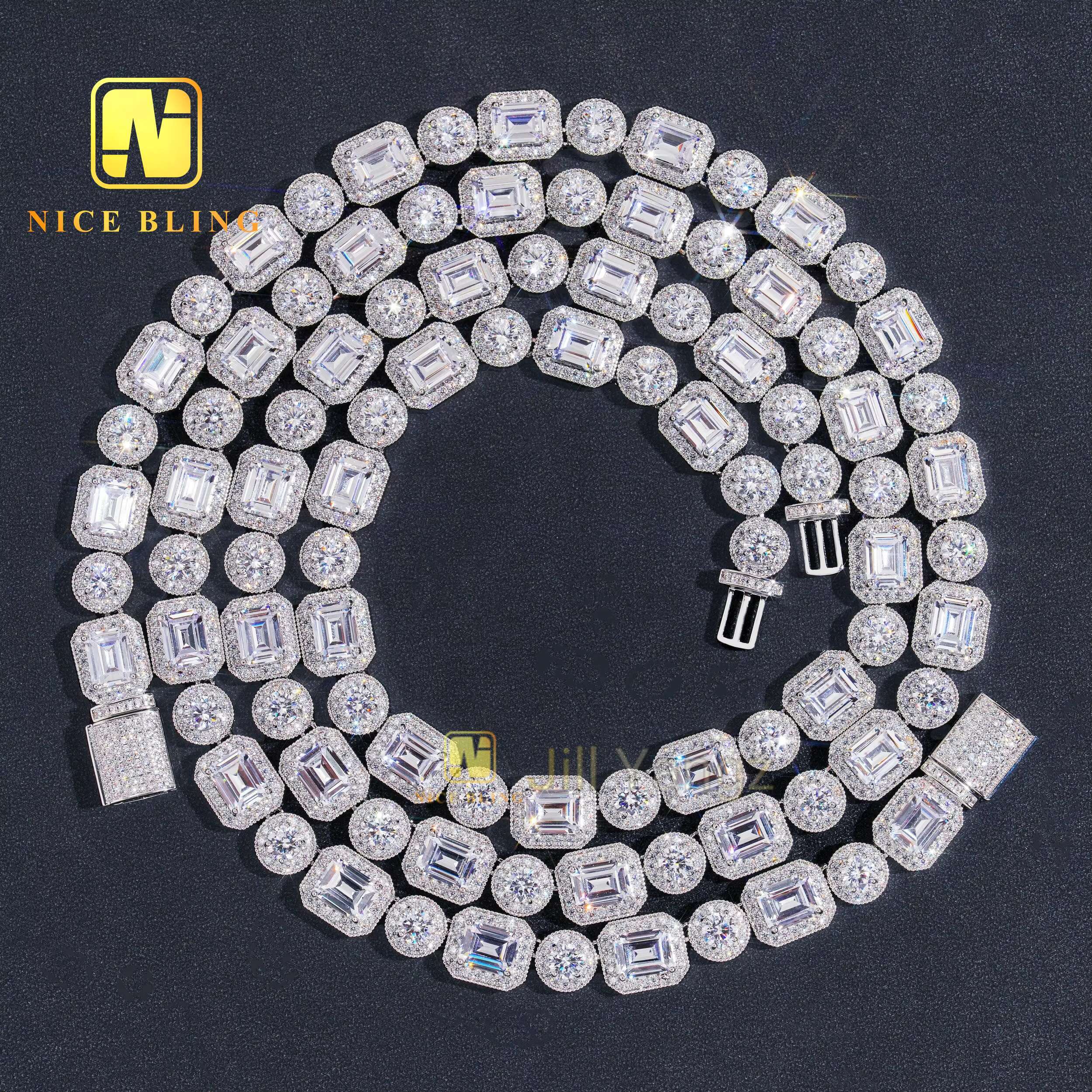 Prepared stock square ice cubes sugar Cuba chain luxury 18K gold necklace tennis chain 12mm Cuba link hip hop rock 5