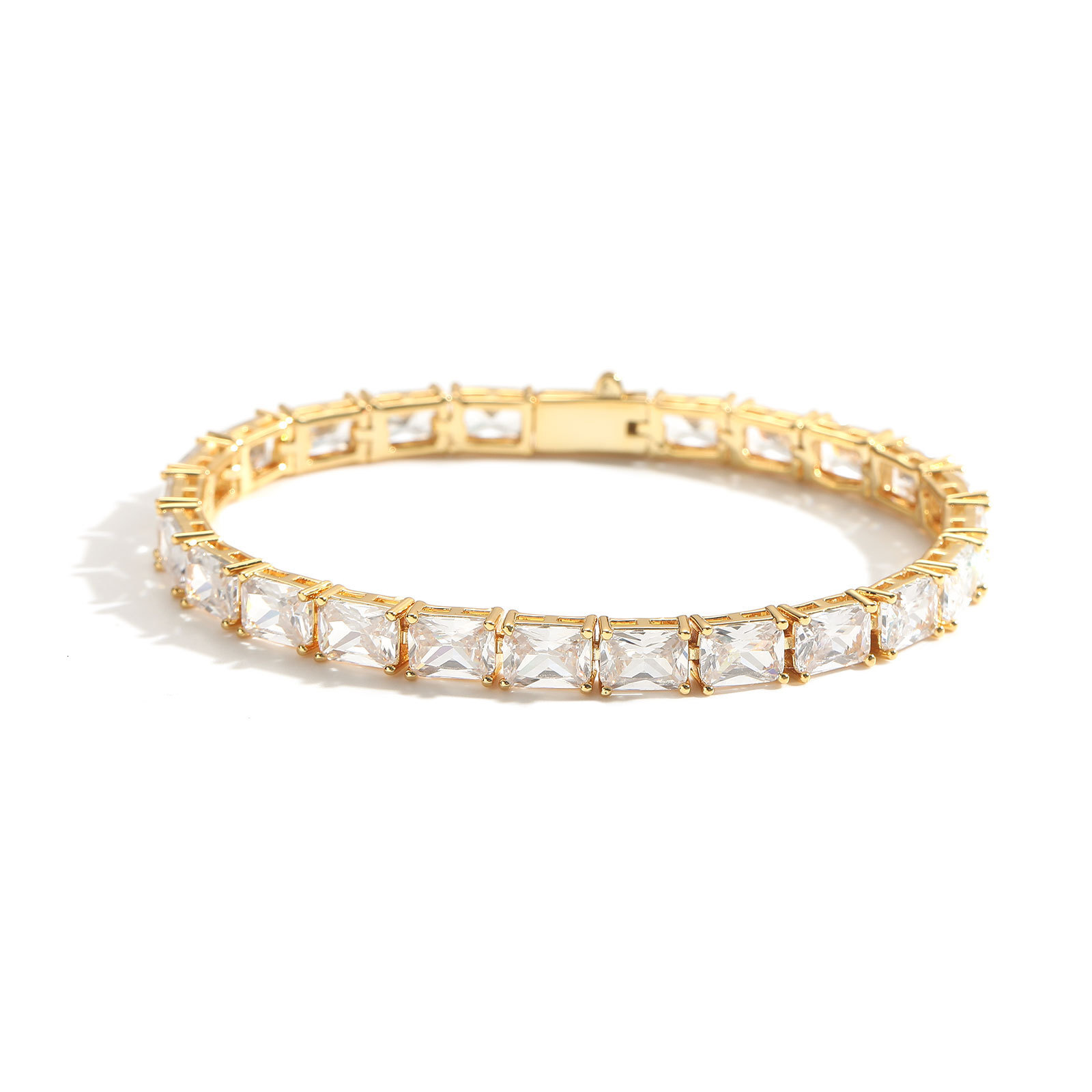INS Hip-Hop T Square Row Moissanite Bracelet Personality Simple Tennis Chain Street Style Mens Bracelet Jewelry moissanite